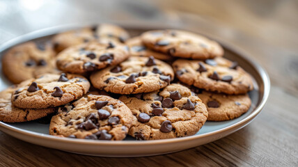 A Plate of Freshly Baked Chocolate Chip Cookies