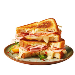 Breakfast bread with ham with transparent background