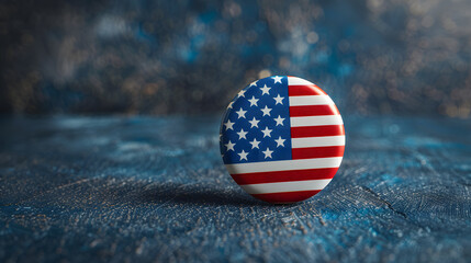 Fototapeta premium Patriotic Button on Blue Background 