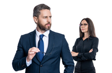 businesspeople in suit. Business success isolated on white. Successful partnership. Business team success. Advertising for businesspeople success. Financial successful deal. business venture