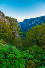 Vikos Gorge from the Oxya Viewpoint in the  national park  in Vikos-Aoos in zagori, northern Greece. Nature landscape