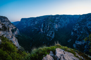 Vikos Gorge from the Oxya Viewpoint in the  national park  in Vikos-Aoos in zagori, northern Greece. Nature landscape