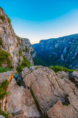 Vikos Gorge from the Oxya Viewpoint in the  national park  in Vikos-Aoos in zagori, northern Greece. Nature landscape
