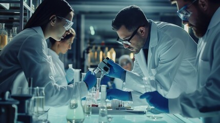 researchers conducting experiments in a laboratory