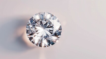   A diamond in stark contrast against a white backdrop, illuminated by subtle reflections on its edge