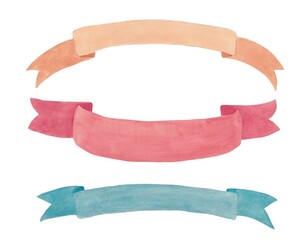 Obraz premium Watercolor illustration set of Banner Ribbons