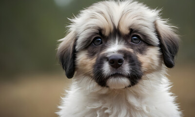 Adorable puppy posing and looking curious outdoors