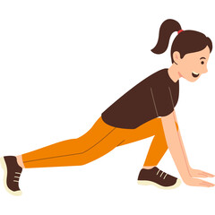 Woman character stretching before physical exercise