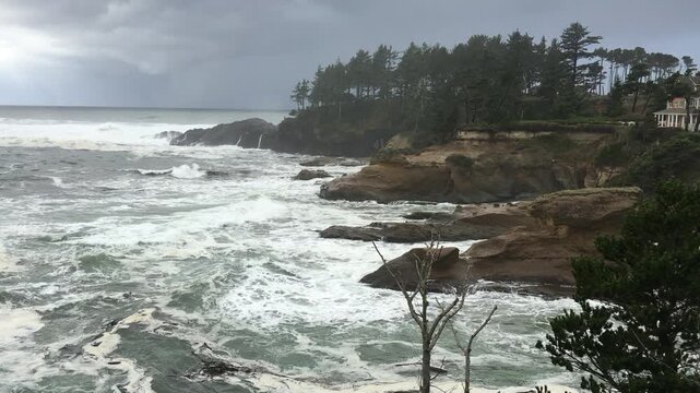 Depot Bay Oregon, central coast highway scenic view, king tides