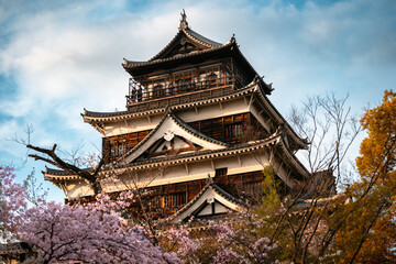 Hiroshima Castle, Golden Hour & Cherry Blossoms, Japan