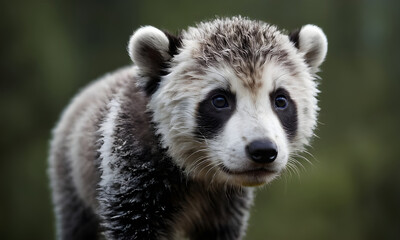 Fototapeta premium Adorable red panda cub posing in the forest