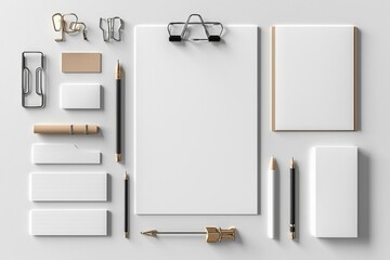 Realistic blank stationery set mockup isolated created with generative ai