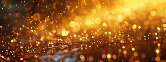 Obraz premium Gold glitter particles with bokeh background