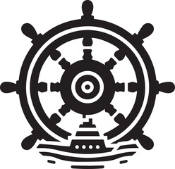 ship wheel vector silhouette illustration logo art