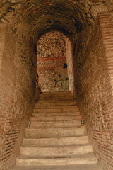 Durres,Albania, August 7,2024:inside the amphitheater of the city of Durres, the largest Roman amphitheater in the Balkans