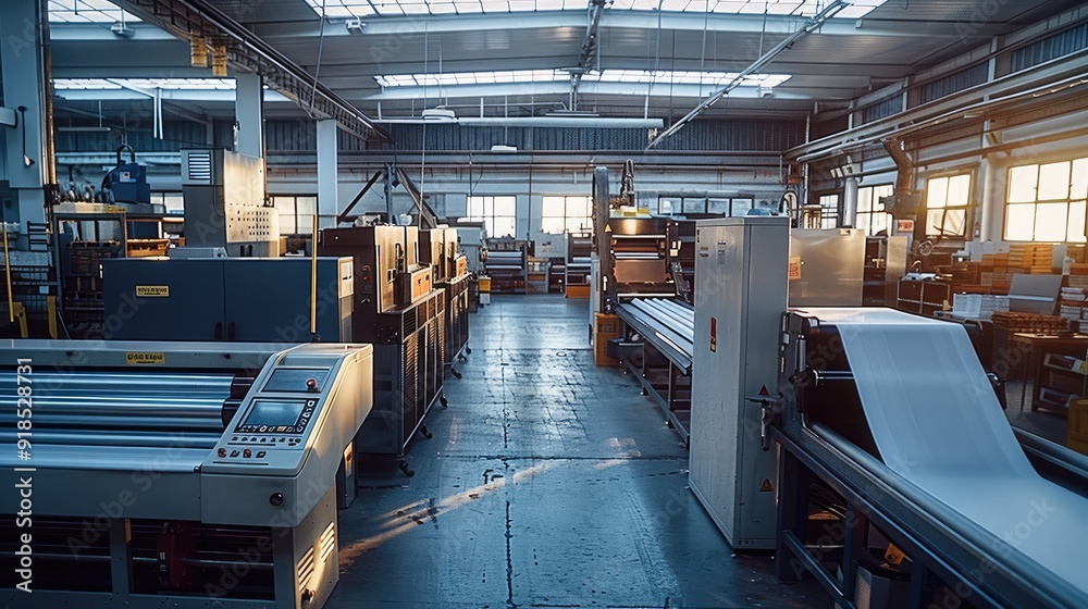 Leinwandbilder a modern small printing company taken from an elevated position. an offset printing machine, a digit