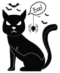 Boo Cat, Scary Dark Moon Night, vintage retro grave cat Bat Pumpkin, Halloween Night, Halloween Pumpkin, Happy Halloween shirt print template, Pumpkin Halloween 