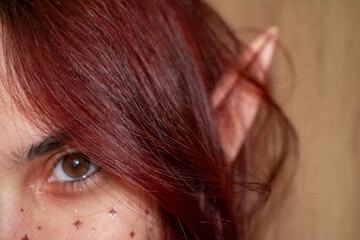 close up of eye with hair