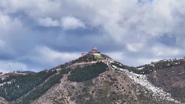 Cerro Otto At San Carlos De Bariloche Rio Negro Argentina. Breathtaking Aerial View Of Time Lapse Drone Footage. Outdoor Travel Destination Patagonia Glacier. Outdooraerial View Floresta.