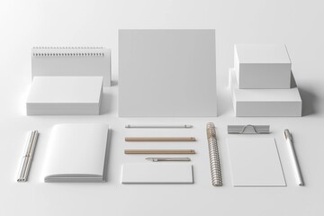 Realistic blank stationery set mockup isolated created with generative ai