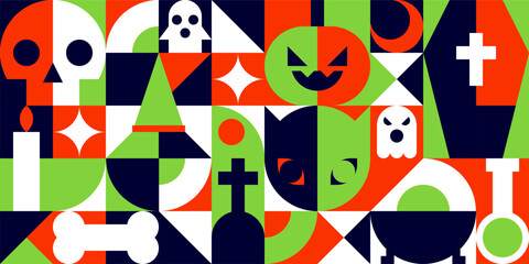 Bauhaus Halloween Pattern Vector Illustration