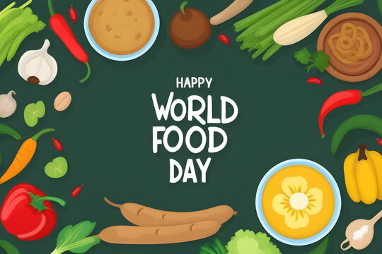 Fresh vegetables framing happy world food day greeting
