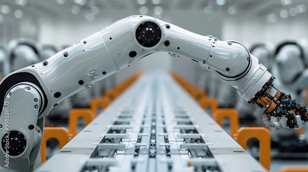 Poster Intelligent manufacturing with advanced automation technology. Generative AI.