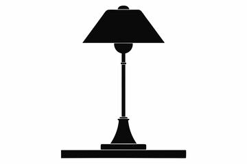 Table lamp on a the table black and white  silhouette