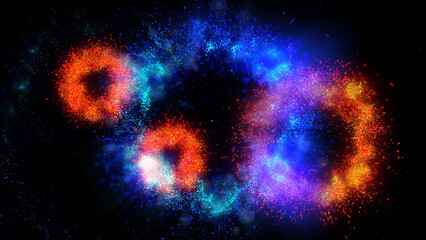 Ca bright magical flash resembles multi-colored and fiery fireworks
olorful fireworks flash in the dark sky