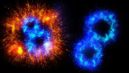 Fototapeta premium Ca bright magical flash resembles multi-colored and fiery fireworks olorful fireworks flash in the dark sky
