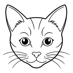 Best Cat  Head  line art, vector, Silhouette, illustration.
