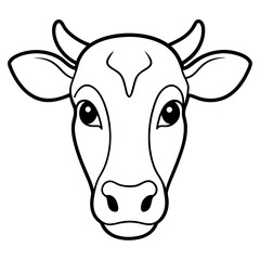 Best Cow  Head  line art  vector, Silhouette, illustration.
