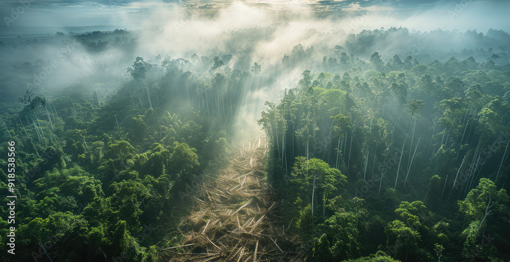 Poster a forest loss over. taken from an elevated position. generative ai.