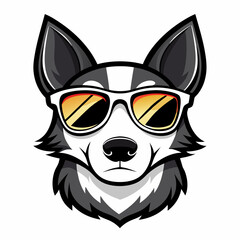 dog head is wearing a sun glass   Silhouette Vector illustration