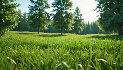 Obraz premium Une matinée paisible dans une prairie verdoyante