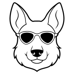 Best Dog Head line art,  vector, Silhouette, illustration