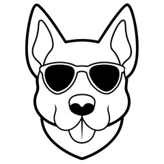 Best Dog Head line art,  vector, Silhouette, illustration