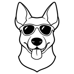 Best Dog Head line art,  vector, Silhouette, illustration