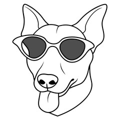 Best Dog Head line art,  vector, Silhouette, illustration