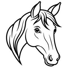 Best Horse Head,  line art ,vector, Silhouette, illustration