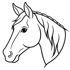 Best Horse Head,  line art ,vector, Silhouette, illustration