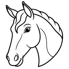 Best Horse Head,  line art ,vector, Silhouette, illustration