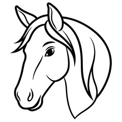 Best Horse Head,  line art ,vector, Silhouette, illustration