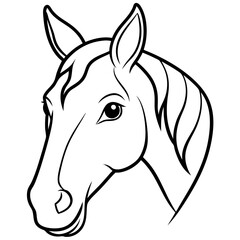 Best Horse Head,  line art ,vector, Silhouette, illustration