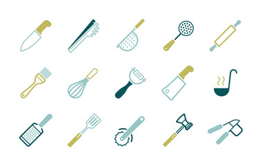 Kitchenware and kitchen vector icon set