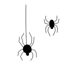 Hand drawn spider web icon set isolated on white. Black halloween cobweb vector illustration