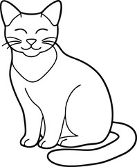 Black and White Cat Line Drawing Illustration