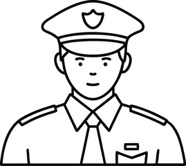 Vector Line Drawing of a Police Officer Icon