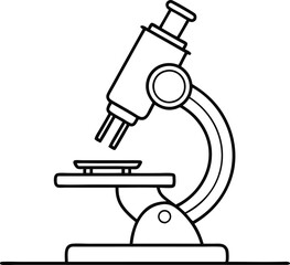 Black And White Outline Drawing Of A Microscope