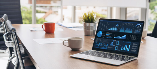 Business data dashboard provide business intelligence analytic for marketing strategy planning snugly with big data set to analyze customer demands and foreseeing business future